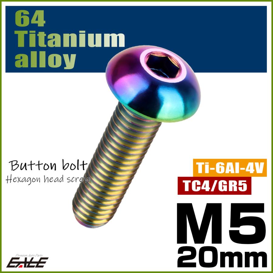 チタンボルト M5×20mm P0.8 ボタンボルト 六角穴 レインボー 虹色 ライトカラー JA898 | ブランド登録なし | 01
