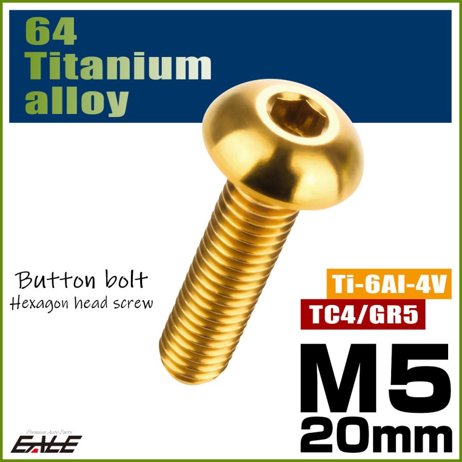 チタンボルト M5×20mm P0.8 ボタンボルト 六角穴 ゴールド JA899 | ブランド登録なし | 01