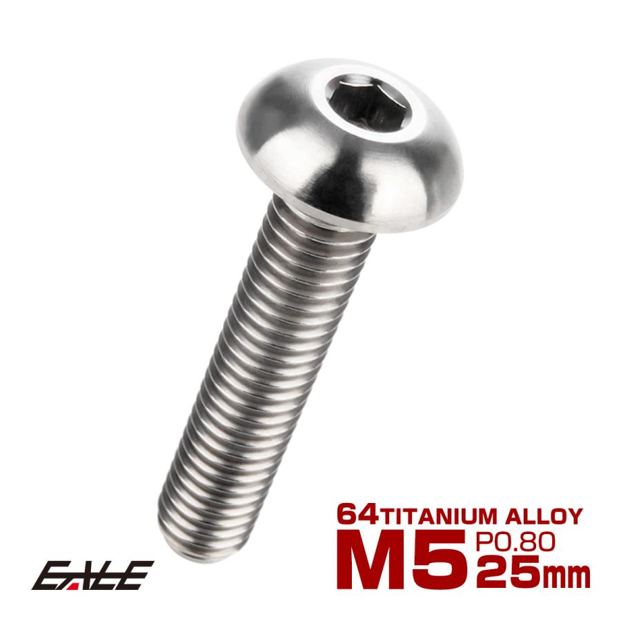 チタンボルト M5×25mm P0.8 ボタンボルト 六角穴 シルバー原色 JA900 | ブランド登録なし