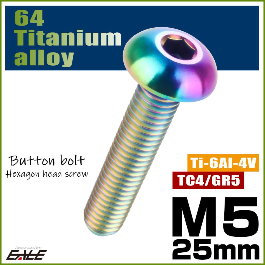 チタンボルト M5×25mm P0.8 ボタンボルト 六角穴 レインボー 虹色 ライトカラー JA901 | ブランド登録なし | 01