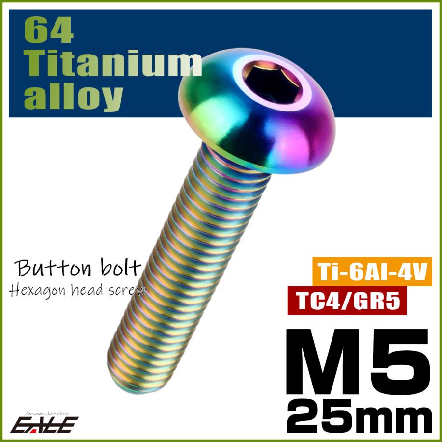 チタンボルト M5×25mm P0.8 ボタンボルト 六角穴 レインボー 虹色 ライトカラー JA901 | ブランド登録なし | 01