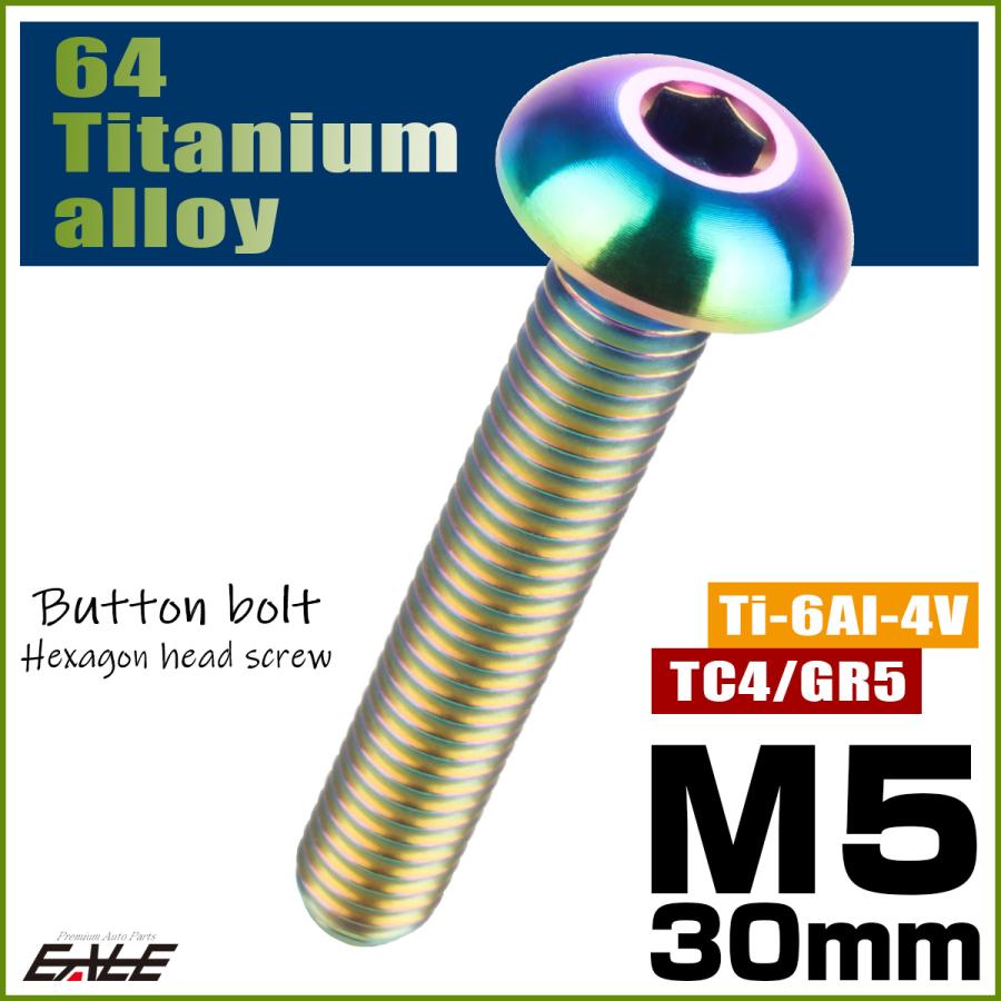 チタンボルト M5×30mm P0.8 ボタンボルト 六角穴 レインボー 虹色 ライトカラー JA904 | ブランド登録なし | 01