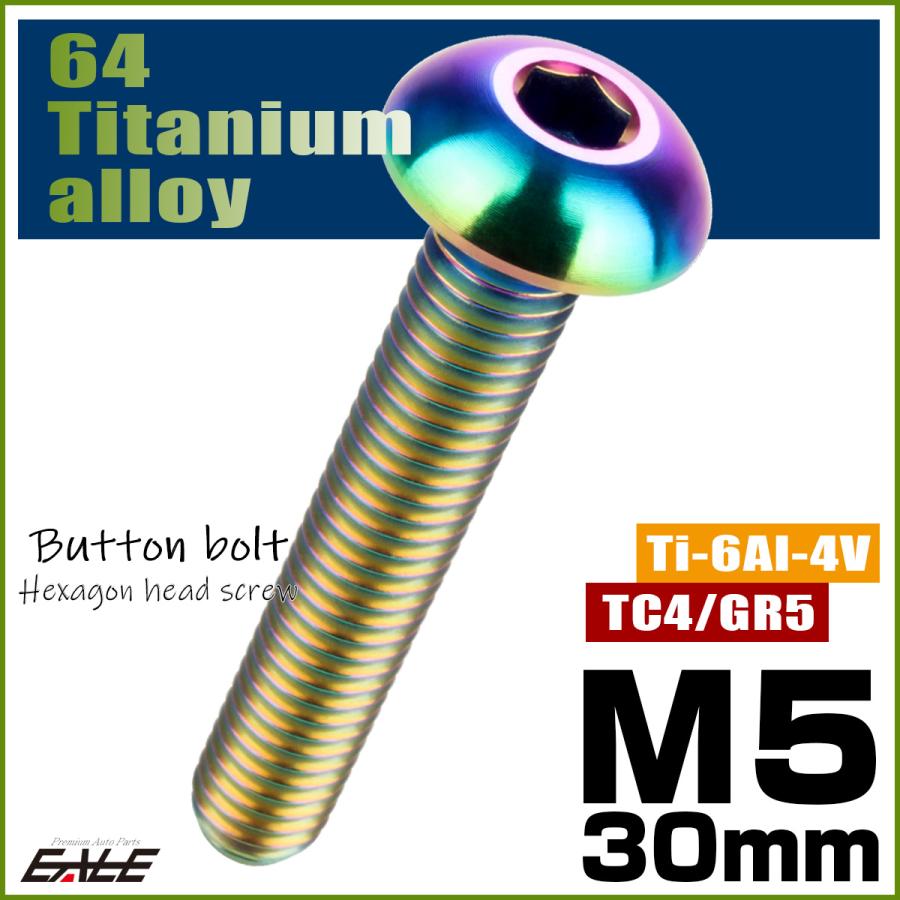 チタンボルト M5×30mm P0.8 ボタンボルト 六角穴 レインボー 虹色 ライトカラー JA904 | ブランド登録なし | 01