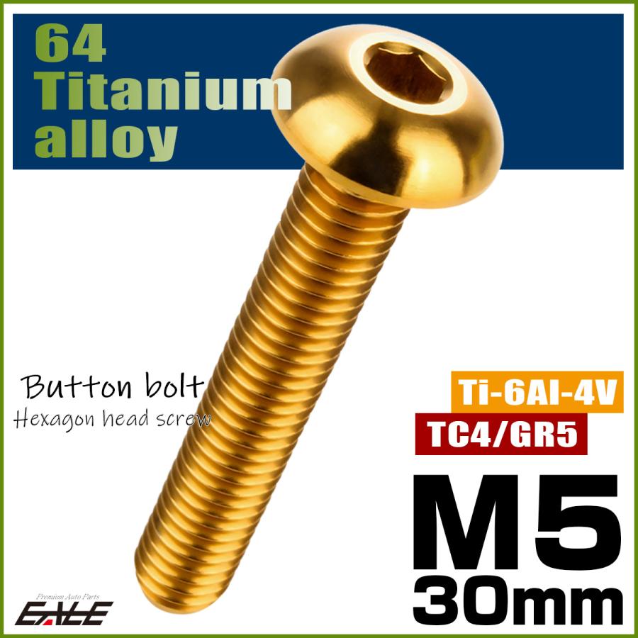 チタンボルト M5×30mm P0.8 ボタンボルト 六角穴 ゴールド JA905 | ブランド登録なし | 01