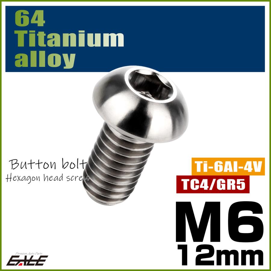 チタンボルト M6×12mm P1.0 ボタンボルト 六角穴 シルバー原色 JA906 | ブランド登録なし | 01