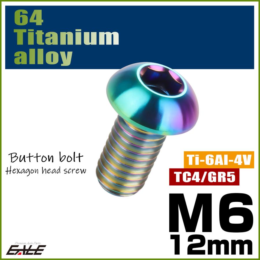 チタンボルト M6×12mm P1.0 ボタンボルト 六角穴 レインボー 虹色 ライトカラー JA907 | ブランド登録なし | 01