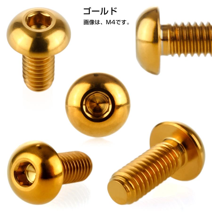 チタンボルト M6×12mm P1.0 ボタンボルト 六角穴 ゴールド JA908 | ブランド登録なし | 02