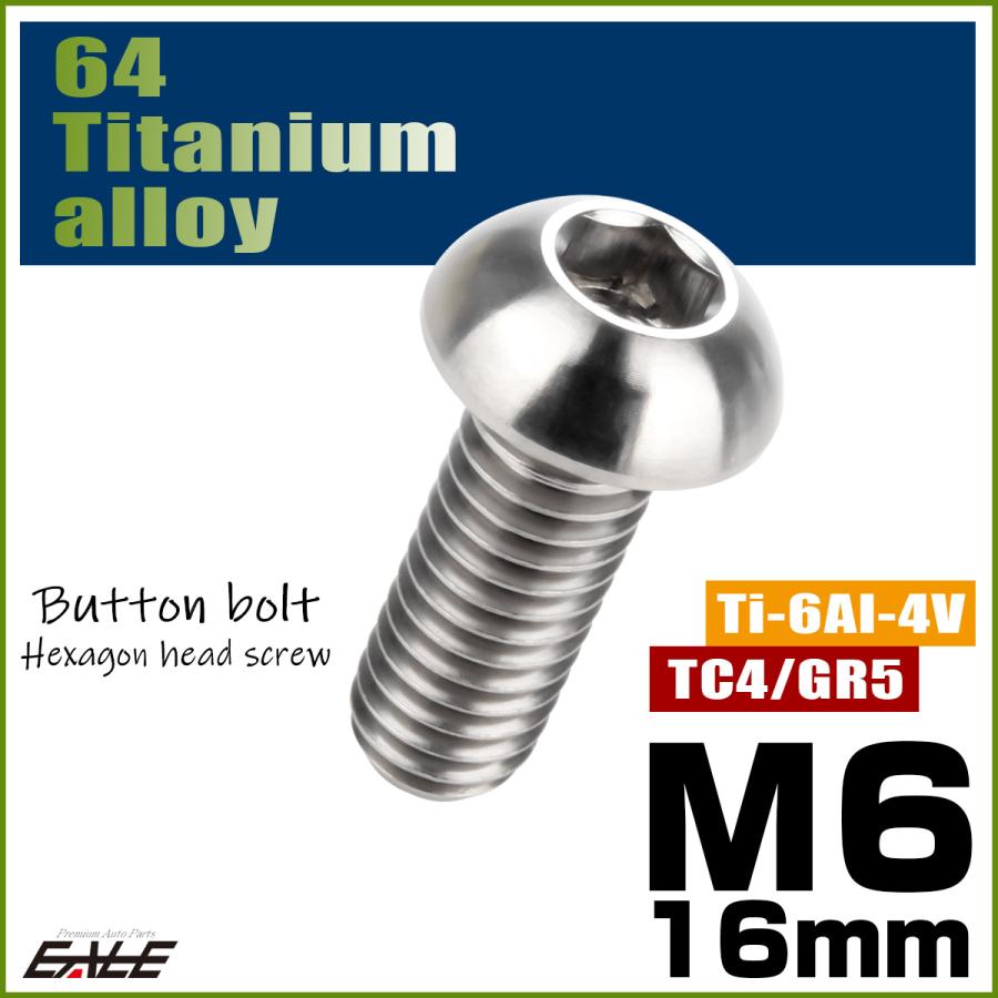 チタンボルト M6×16mm P1.0 ボタンボルト 六角穴 シルバー原色 JA909 | ブランド登録なし | 01