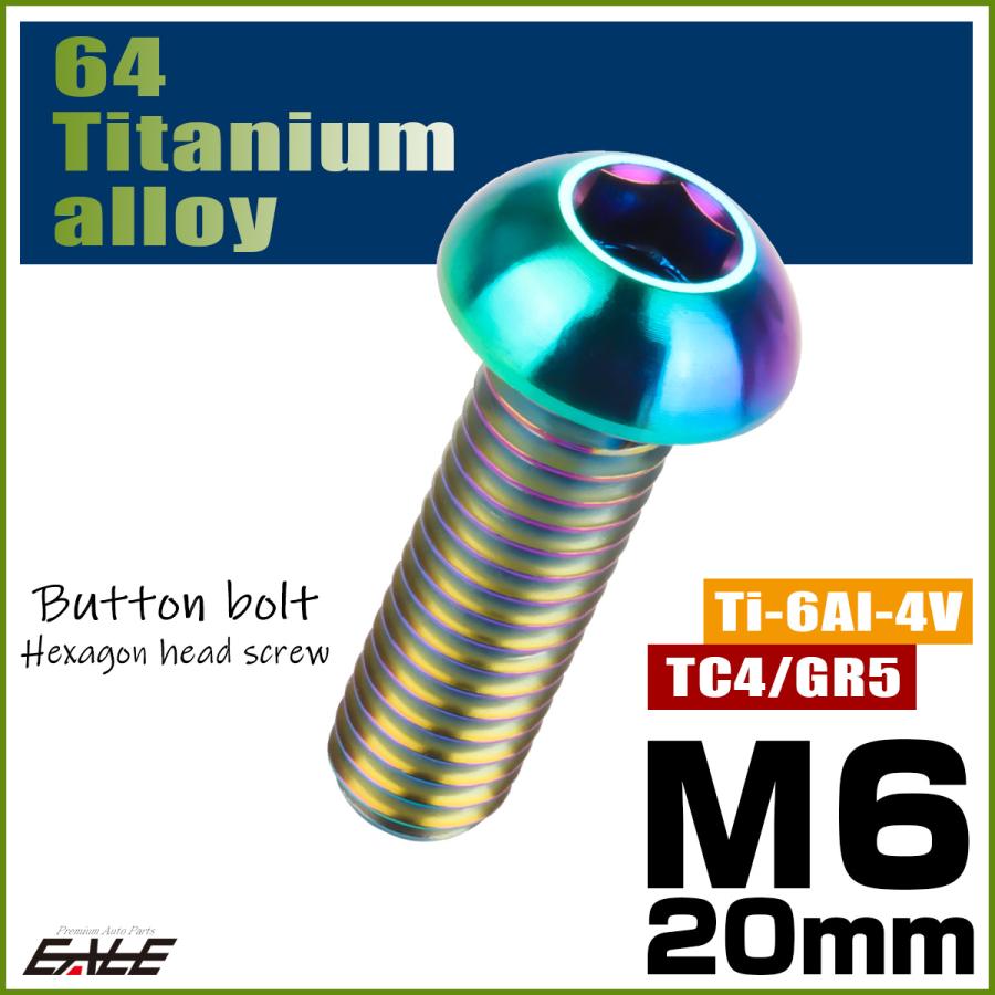 チタンボルト M6×20mm P1.0 ボタンボルト 六角穴 レインボー 虹色 ライトカラー JA913 | ブランド登録なし | 01