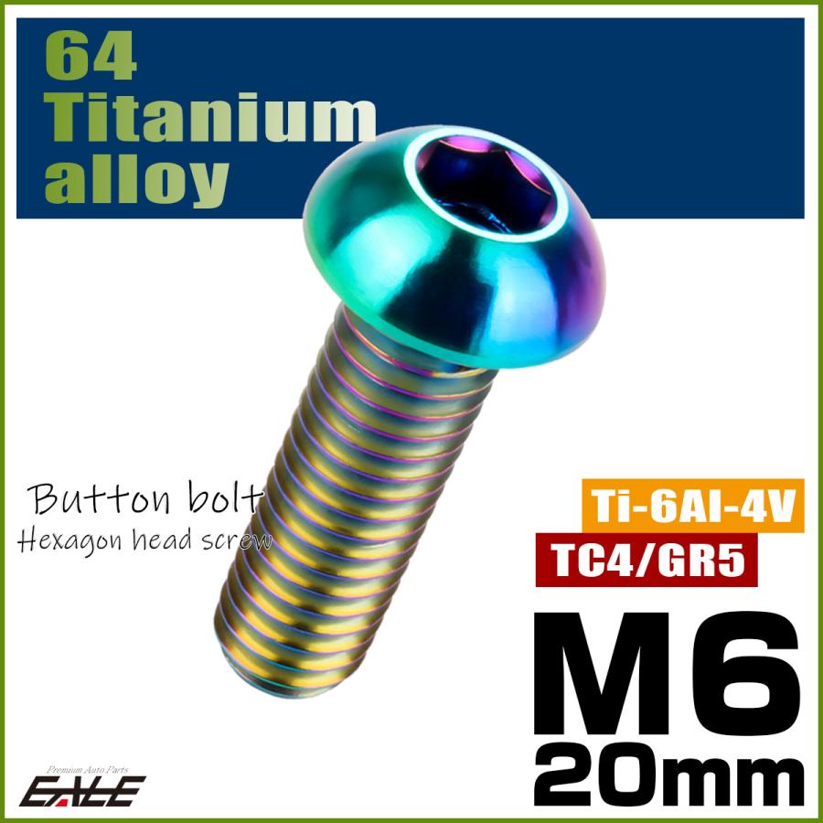 チタンボルト M6×20mm P1.0 ボタンボルト 六角穴 レインボー 虹色 ライトカラー JA913 | ブランド登録なし | 01