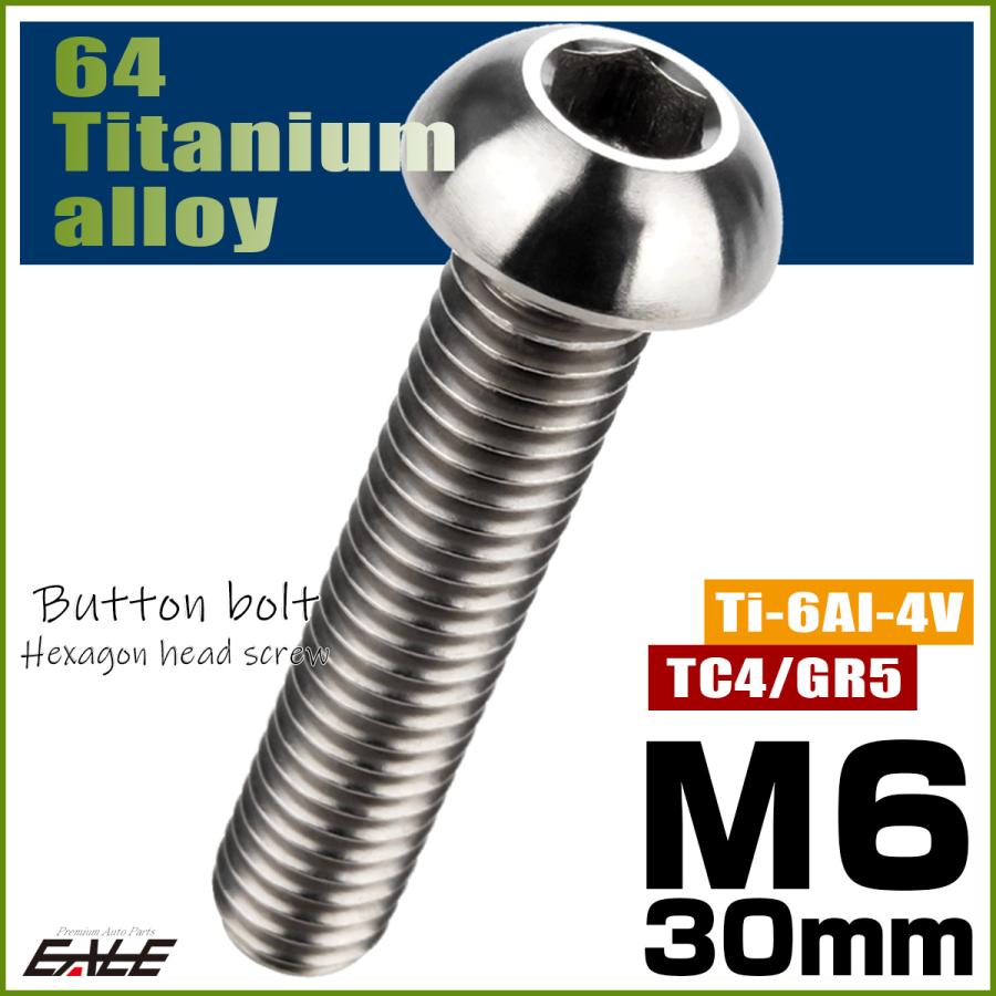 チタンボルト M6×30mm P1.0 ボタンボルト 六角穴 シルバー原色 JA918 | ブランド登録なし | 01