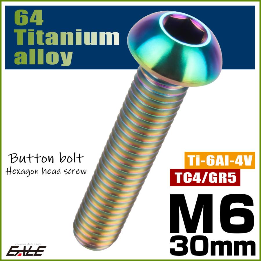 チタンボルト M6×30mm P1.0 ボタンボルト 六角穴 レインボー 虹色 ライトカラー JA919 | ブランド登録なし | 01