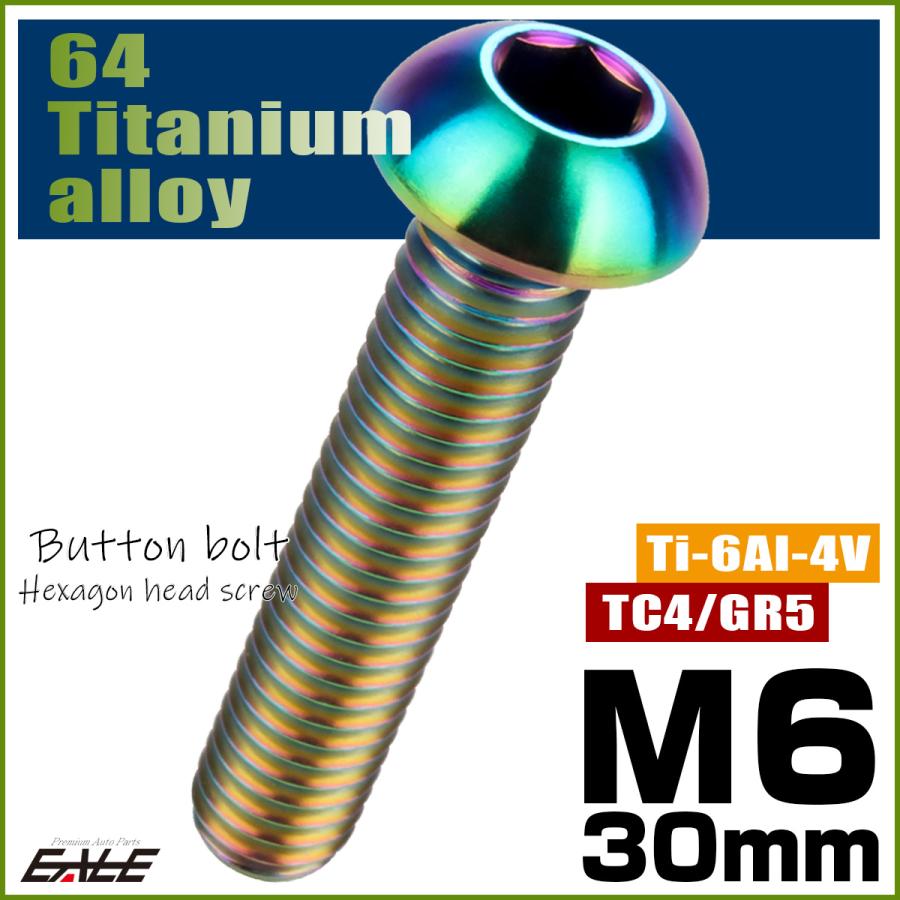 チタンボルト M6×30mm P1.0 ボタンボルト 六角穴 レインボー 虹色 ライトカラー JA919 | ブランド登録なし | 01