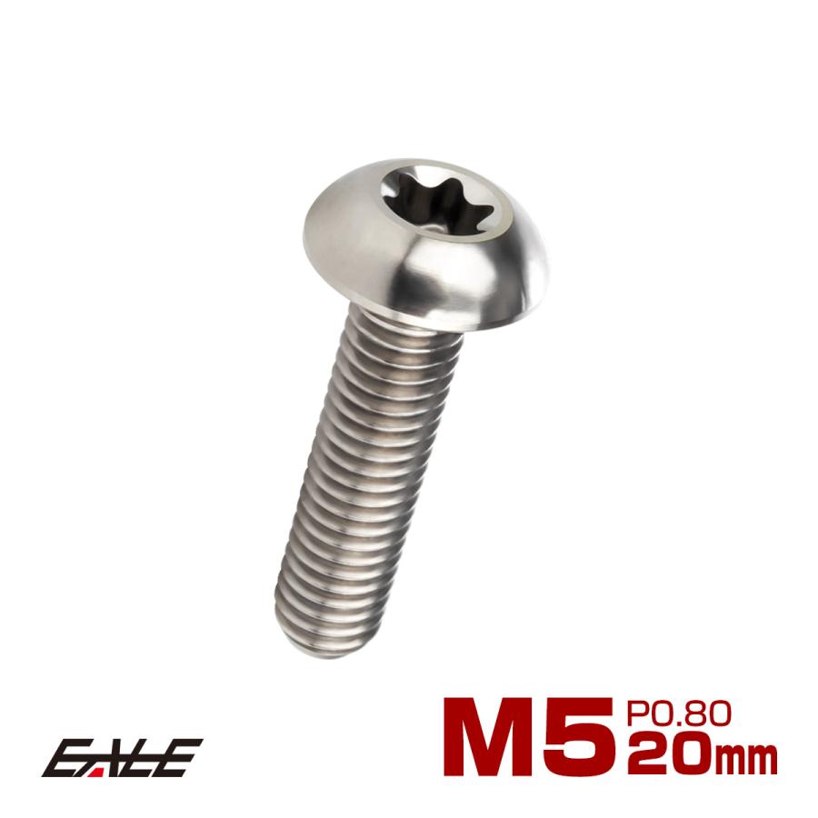 チタンボルト M5 20mm P0.8 トルクス穴付き ボタンボルト シルバー チタン原色 JA933 | ブランド登録なし