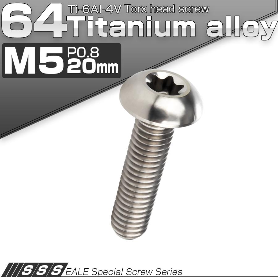 チタンボルト M5 20mm P0.8 トルクス穴付き ボタンボルト シルバー チタン原色 JA933 | ブランド登録なし | 01