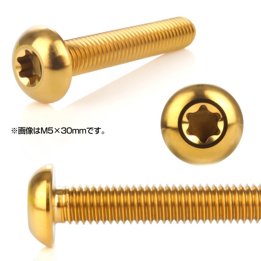 チタンボルト M5 30mm P0.8 トルクス穴付き ボタンボルト ゴールド JA941 | ブランド登録なし | 02