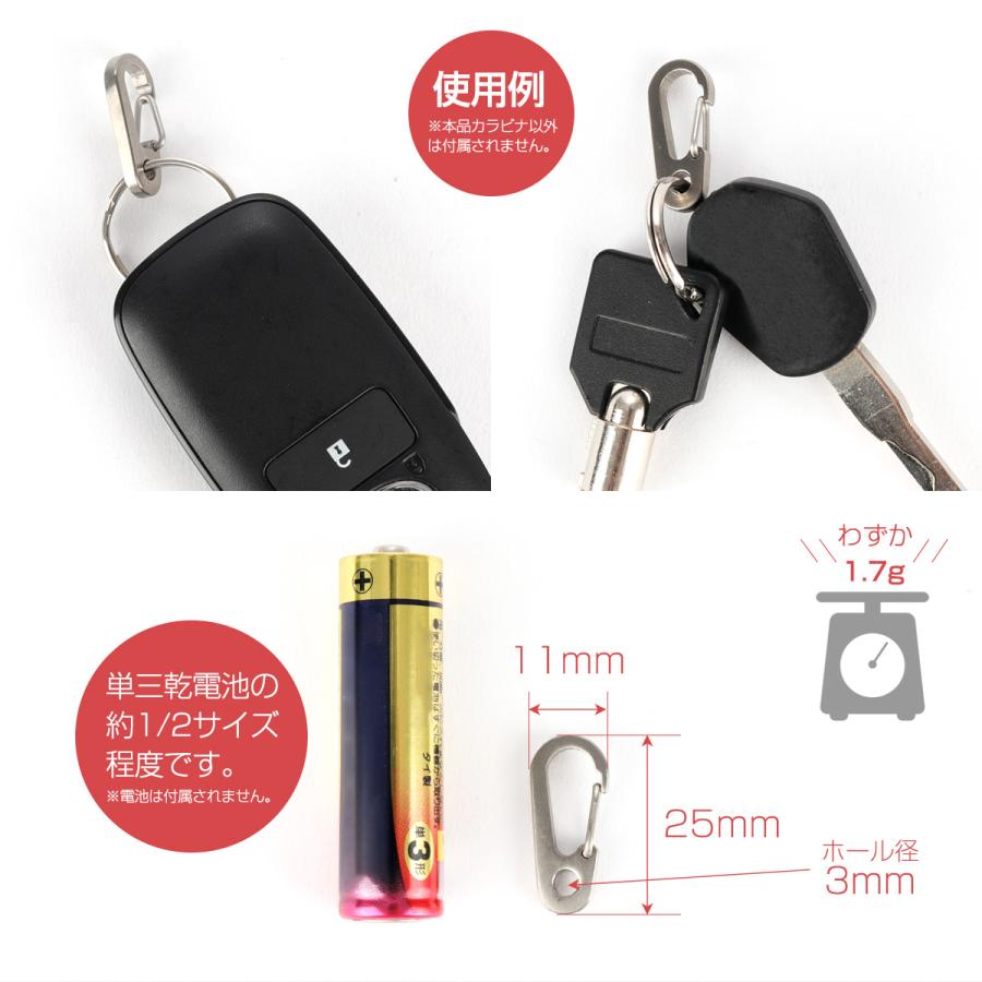 カラビナ フック チタン製 25mm HMS型 洋ナシ型 ワイヤーゲート シルバーカラー キーリングホール付き JA950 | ブランド登録なし | 02