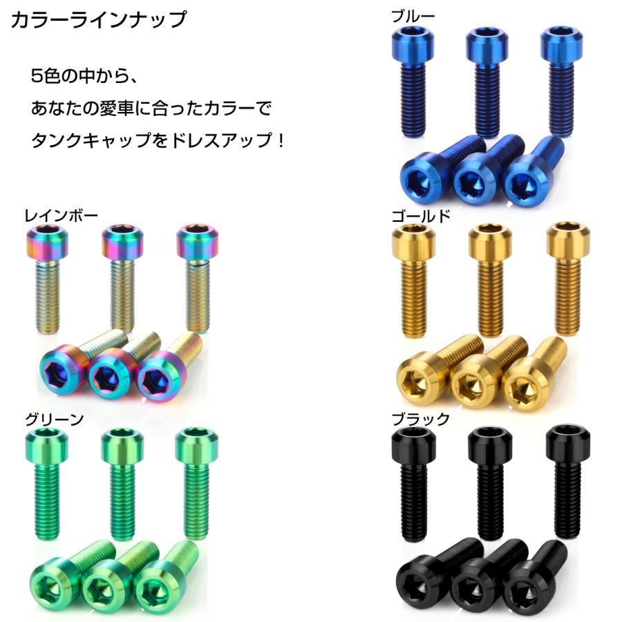 チタンボルト 6本セット カワサキ6穴 ガソリン フューエル タンク キャップボルト ブラック JA960 | カワサキ | 03