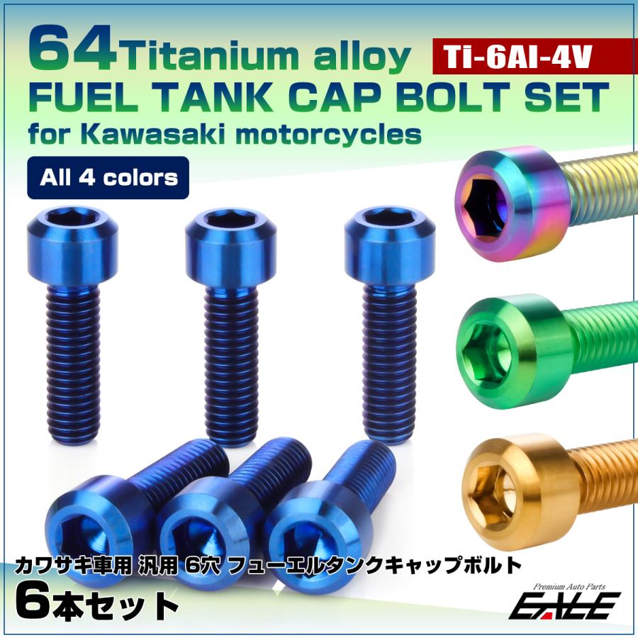 カワサキ（Kawasaki） チタンボルト 6本セット カワサキ6穴 ガソリン