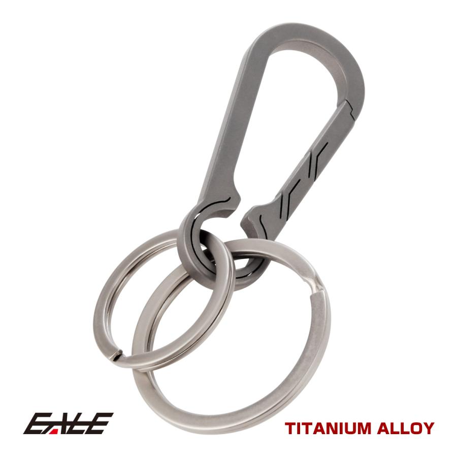 チタン合金製 カラビナ フック キーホルダー キーリング付き シルバー MG0002 | ブランド登録なし