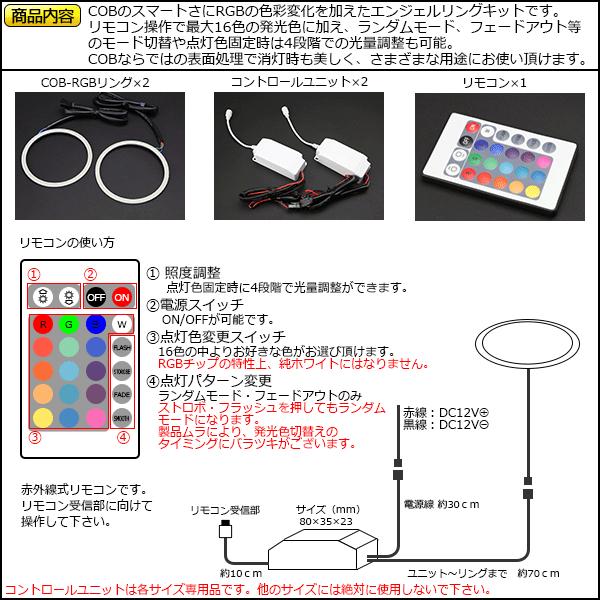 16色発光 COB-RGB イカリングキット 100mm リモコン付 O-332