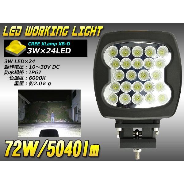 LED 作業灯 ワークライト サーチライト 72W 5040lm CREE XB-D 12V/24V 兼用　P-352｜eale