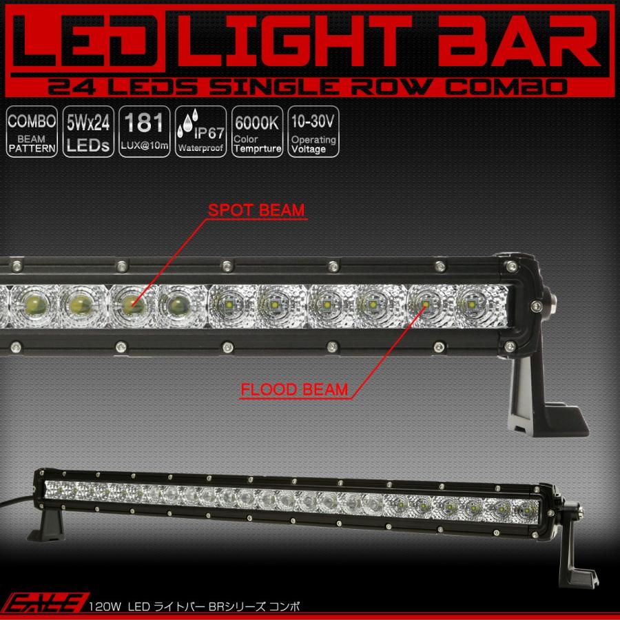 LED ライトバー ワークライト 作業灯 12V 24V 120W コンボビーム 防水