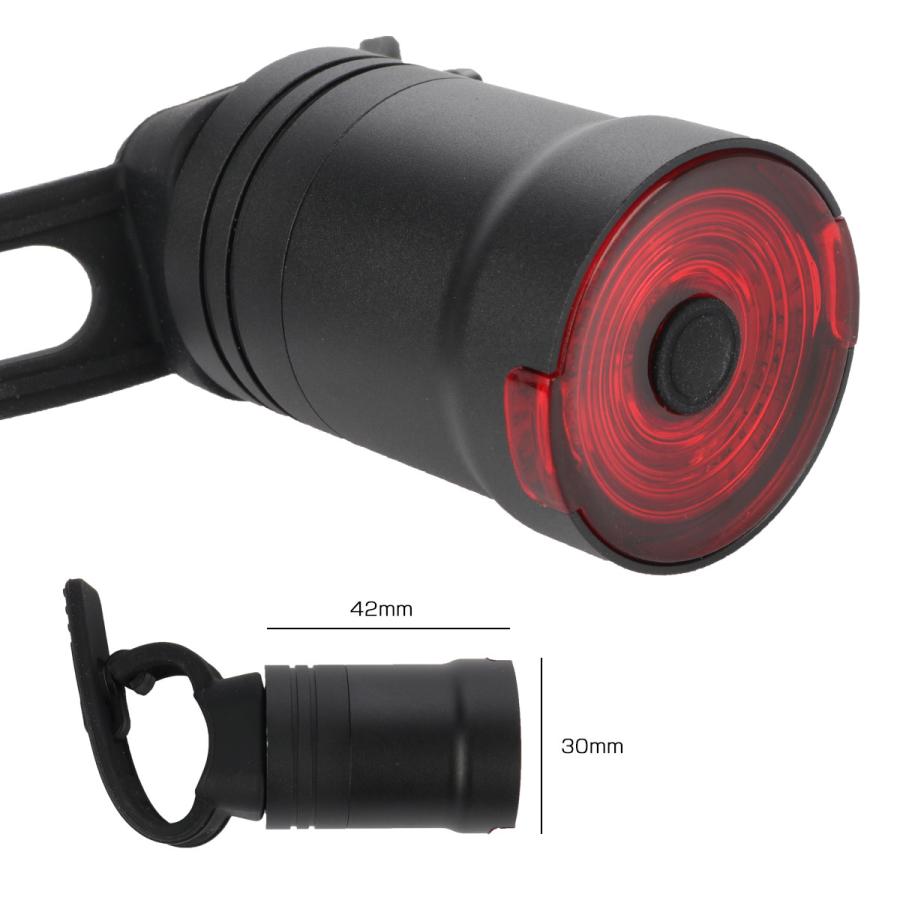 自転車用 LEDテールライト 6パターン発光 ブレーキランプ付き オート電源 USB充電式 パイプマウント サイクルライト P-485 | ブランド登録なし | 03