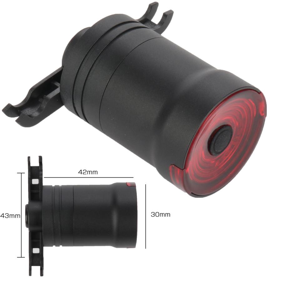 自転車用 LEDテールランプ 6パターン発光 ブレーキライト付き オート電源 USB充電式 サドルマウント サイクルランプ P-486 | ブランド登録なし | 03