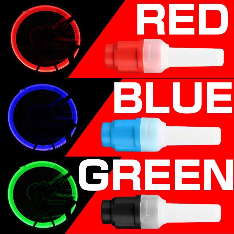 自転車 タイヤライト エアバルブ ライト ホイールライト 英式 米式 兼用 LEDライト バイクにも P-489 | ブランド登録なし | 05