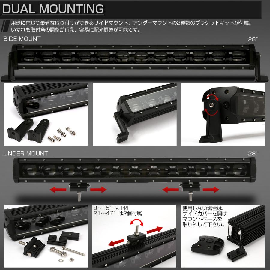 LED ライトバー 作業灯 ワークライト 12V 24V 225W ブルー バックライト内蔵 ブラック 34インチ 19125ルーメン P-545 | ブランド登録なし | 03