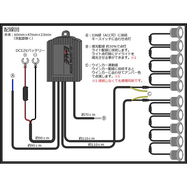 バンパー 埋め込み 1W×10連 LED デイライト ウインカー連動 ホワイト アンバー ツインカラー モデル 防水 シルバー P-54｜eale｜04