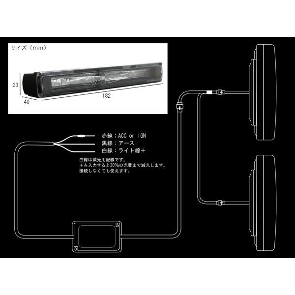 LED デイライト 12V/24V対応 アクリルライトバー入り ブラックインナー アルミケース 減光機能付き　P-99｜eale｜03