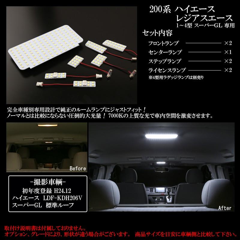 ハイエース 200系 レジアスエース LED ルームランプ キット 純白