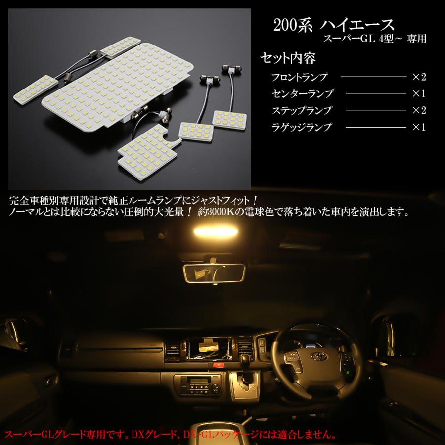 ハイエース LED ルームランプ スーパーGL 8型 7型 6型 5型 4型 3000K