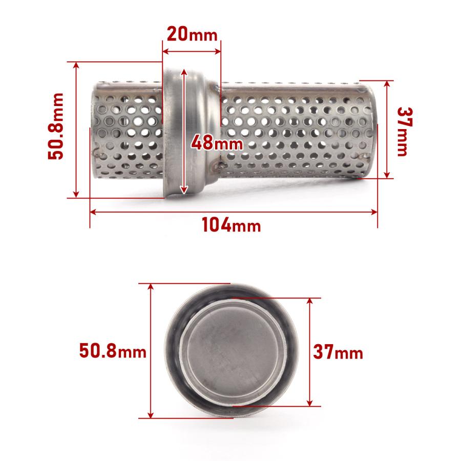 バイク 汎用 適合径50.8mm ショート パンチングメッシュ マフラー
