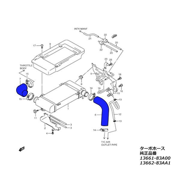 JB23 ジムニー 4型以降 シリコン ターボホース インテーク S-140｜eale｜04