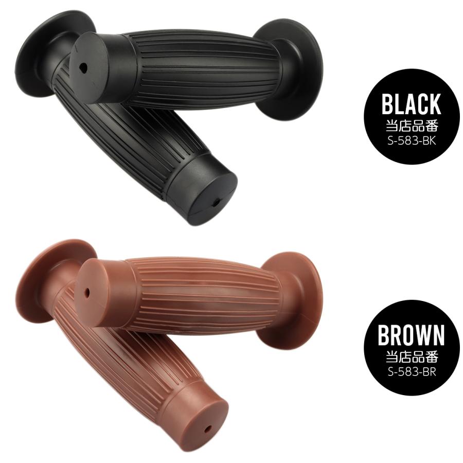 バイク 樽型 グリップ ハンドル ラバー 生ゴム風 22.2mm用 非貫通 左右