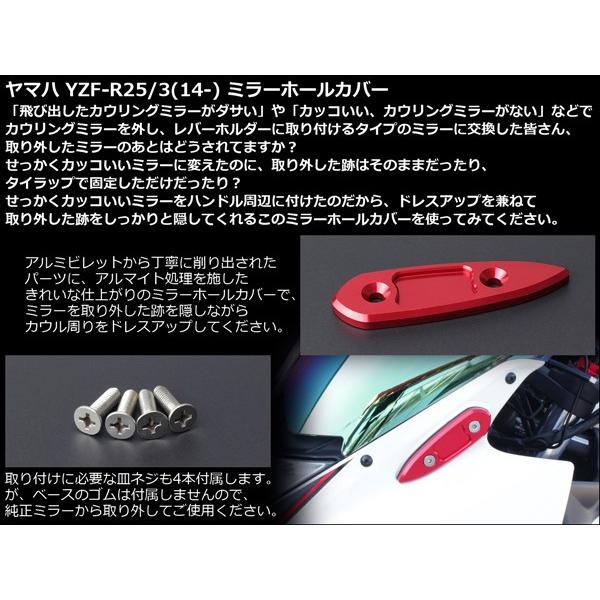 ヤマハ発動機 YZF-R25 YZF-R3 アルミ削り出し ミラー ホール カバー