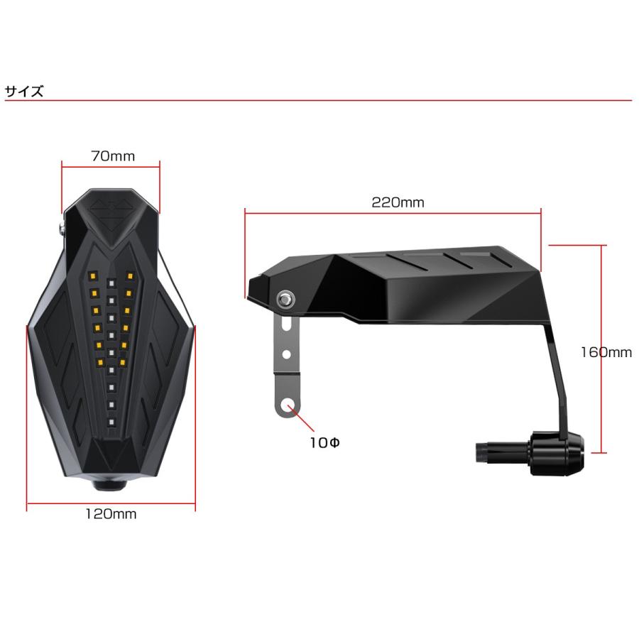 バイク スクーター用 ナックルガード デイライト 2色 ウインカー用 LED