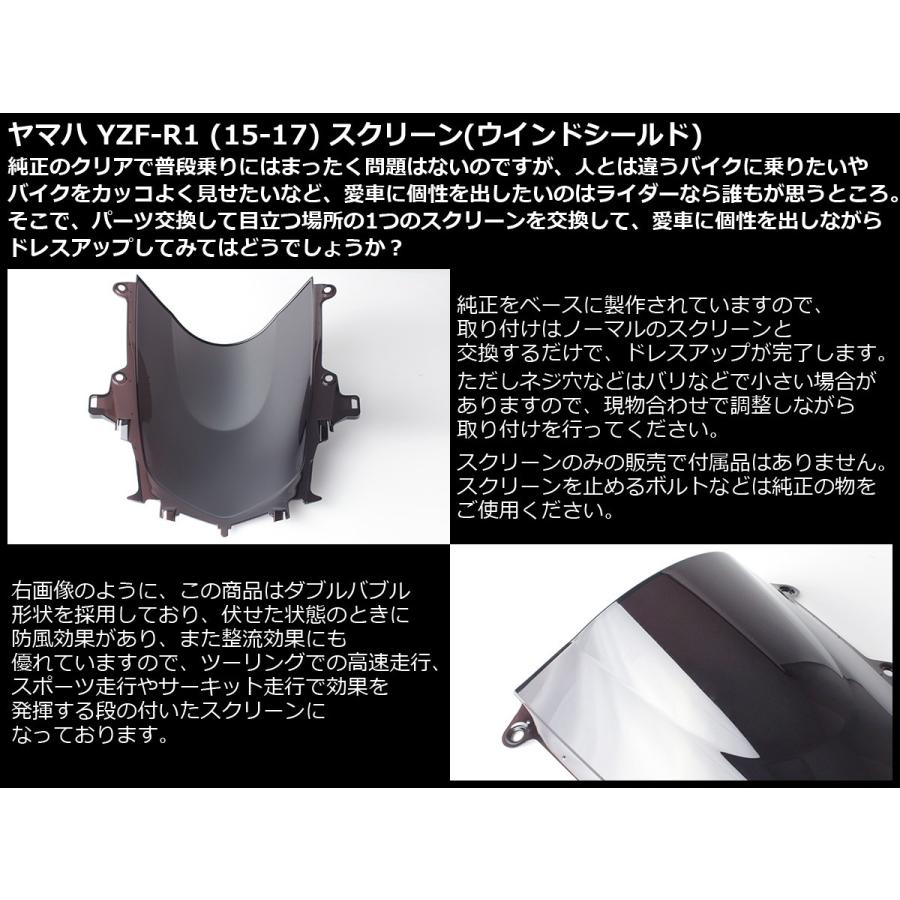 ヤマハ発動機 YZF-R1 15〜17年式 ダブルバブル スクリーン ウインド