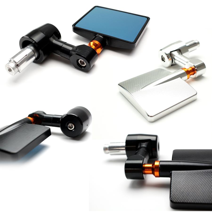 汎用 スクエア バーエンドミラー 左右セット ブルーミラー アルミ CNC