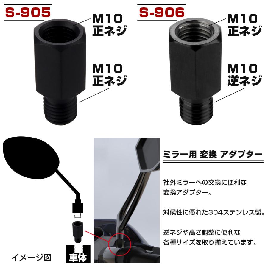 変換アダプター　補強品 ミラー 変換アダプター M8 M10 P1.25 正ネジ 逆ネジ 変換プラグ