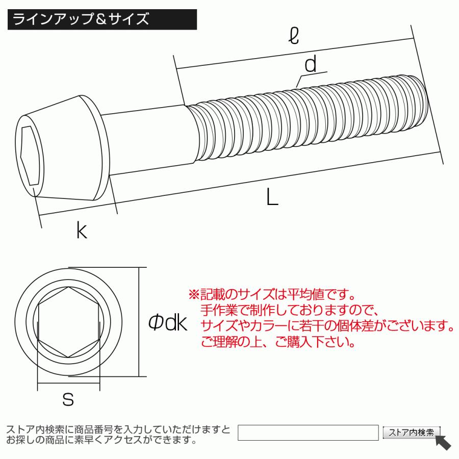 M6×10mm テーパーヘッドボルト ステンレス製キャップボルト クランクケースなどのエンジン周りに シルバー TB0011｜eale｜04