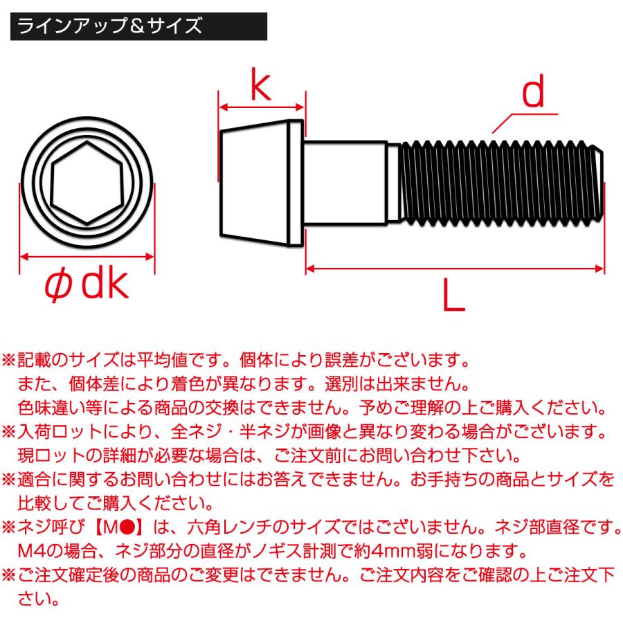 M8×55mm P1.25 テーパーヘッド キャップボルト ステンレス製 フレーム