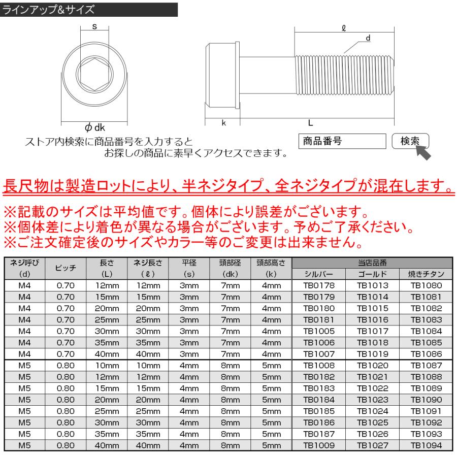 SUS304 キャップボルト M5×30mm P0.8 六角穴付きボルト スリムヘッド シルバー ステンレス製 TB0186｜eale｜05