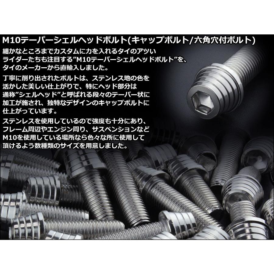 M10×12mm テーパー シェル ヘッド ボルト キャップボルト ステンレス