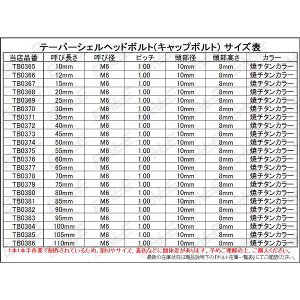 M6 20mm テーパーシェルヘッドボルト ステンレス製キャップボルト クランクケースなどのエンジン周りに 焼チタンカラー Tb0368 Tb0368 オートパーツ専門店 Eale Store 通販 Yahoo ショッピング