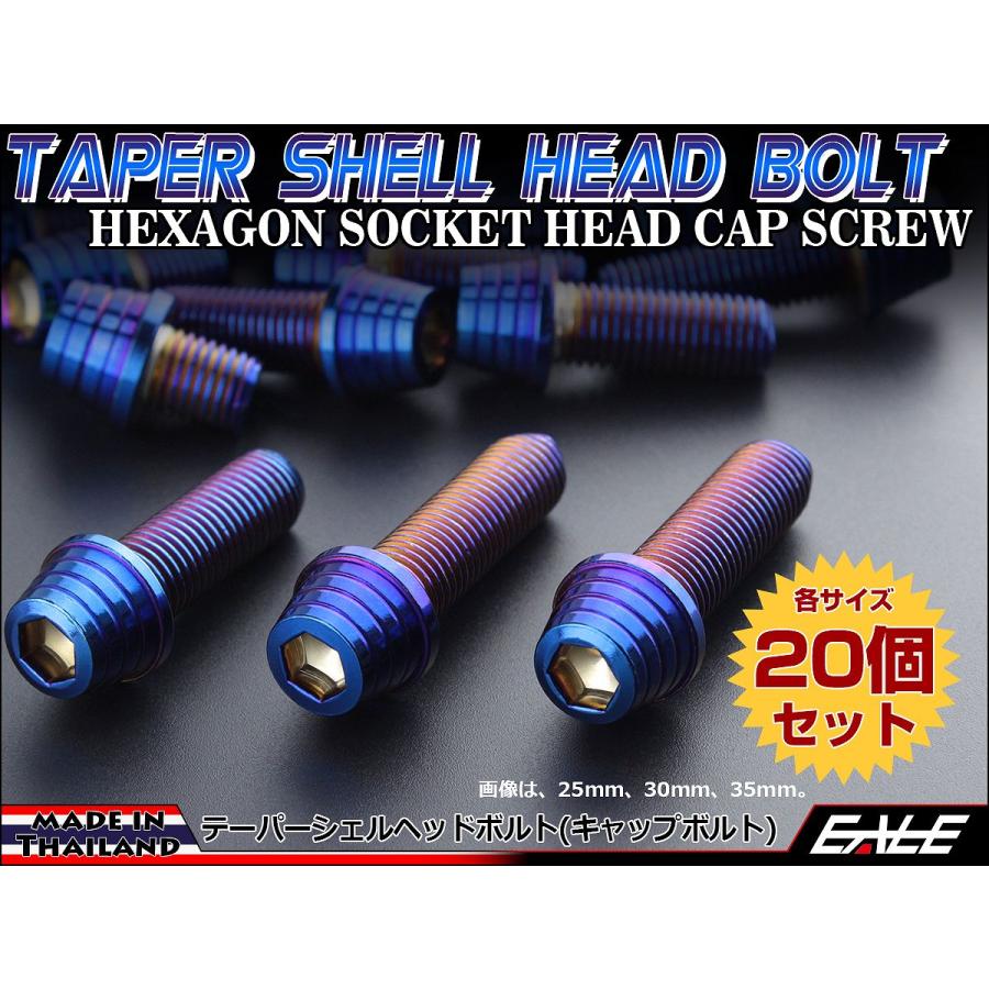 20個セット M10×55mm テーパーシェルヘッドボルト ステンレス製 キャップボルト フレームやエンジン周りに 焼チタンカラー TB0411-20SETの画像