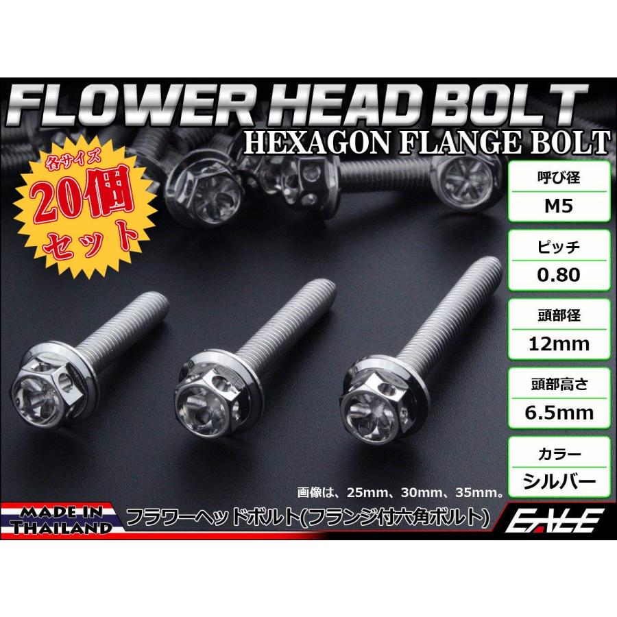 20個セット M5×12mm フラワーヘッドボルト ステンレス製 フランジ付